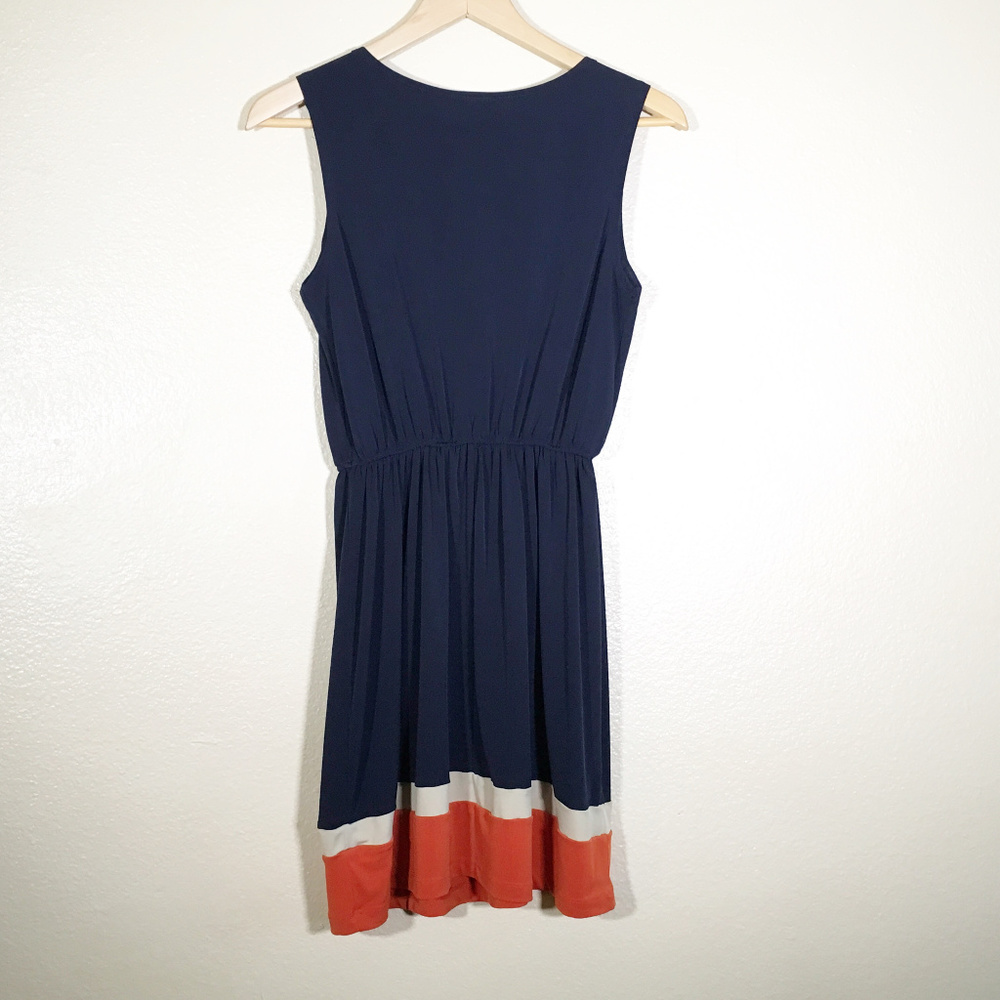 Sweet Storm Navy, Cream, & Orange Sleeveless Dress - Picture 2 of 5